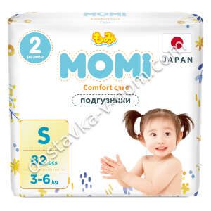 Заказать MOMI COMFORT CARE Подгузники S 3-6 кг 82 шт в интернет-магазине детских товаров Никитка с доставкой и недорого