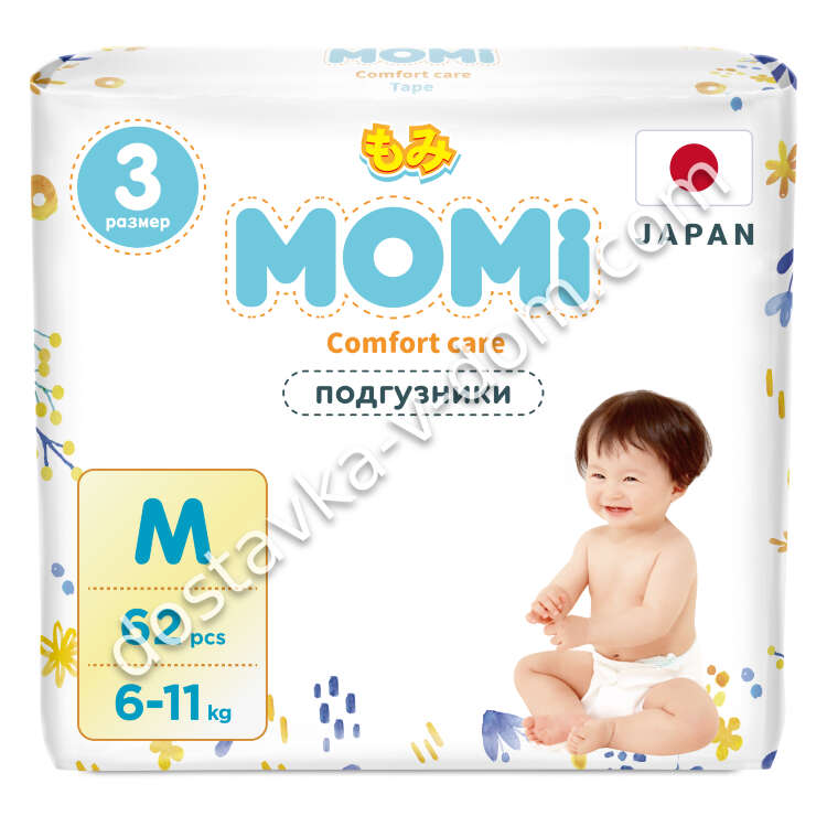 Заказать MOMI COMFORT CARE Подгузники М 6-11 кг 62 шт  в интернет-магазине детских товаров Никитка с доставкой и недорого