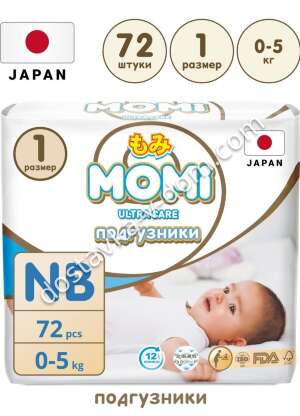 Заказать MOMI Ultra Care Подгузники NB 0-5 КГ 72 ШТ в интернет-магазине детских товаров Никитка с доставкой и недорого