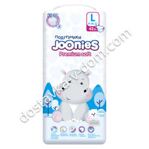 Заказать Joonies Premium Soft Подгузники L 9-14 кг 42 шт в интернет-магазине детских товаров Никитка с доставкой и недорого