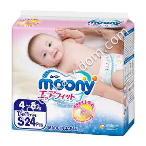 Заказать Подгузники Moony S 4-8 кг 24 шт в интернет-магазине детских товаров Никитка с доставкой и недорого