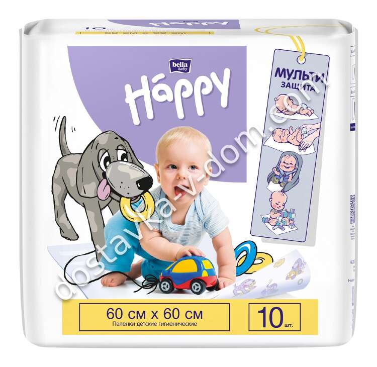 Заказать Bella baby Happy Пеленки детские гигиенические 60*60 см 10 шт  в интернет-магазине детских товаров Никитка с доставкой и недорого