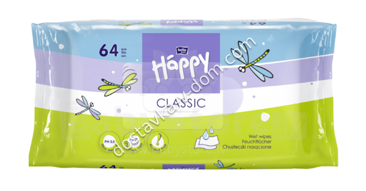 Заказать Happy Classic детские влажные салфетки 64 шт.  в интернет-магазине детских товаров Никитка с доставкой и недорого