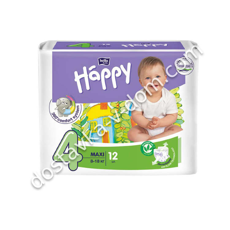 Заказать Подгузники Bella baby Happy 8-18 кг / N4 / 12 шт  в интернет-магазине детских товаров Никитка с доставкой и недорого