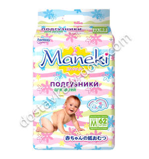 Заказать Подгузники Maneki 6-11 кг / М / 62 шт в интернет-магазине детских товаров Никитка с доставкой и недорого
