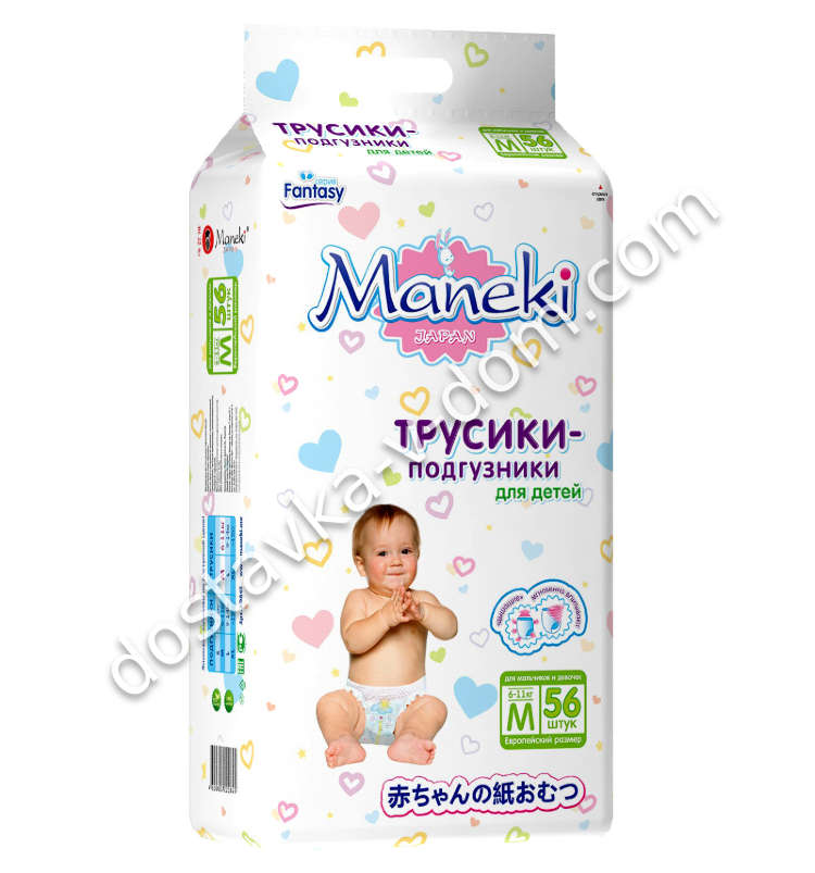 Заказать Трусики Maneki 6-11 кг / M / 56 шт  в интернет-магазине детских товаров Никитка с доставкой и недорого