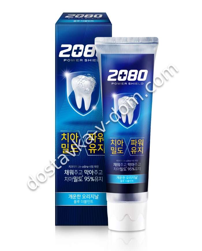 Заказать Dental Clinic 2080 Power Shield Blue Double Mint Зубная паста Супер защита блю 120 гр  в интернет-магазине детских товаров Никитка с доставкой и недорого